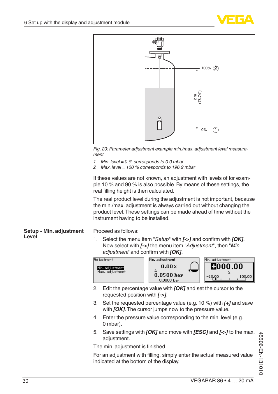 VEGA VEGABAR 86 4 … 20 mA - Operating Instructions User Manual | Page 30 / 72