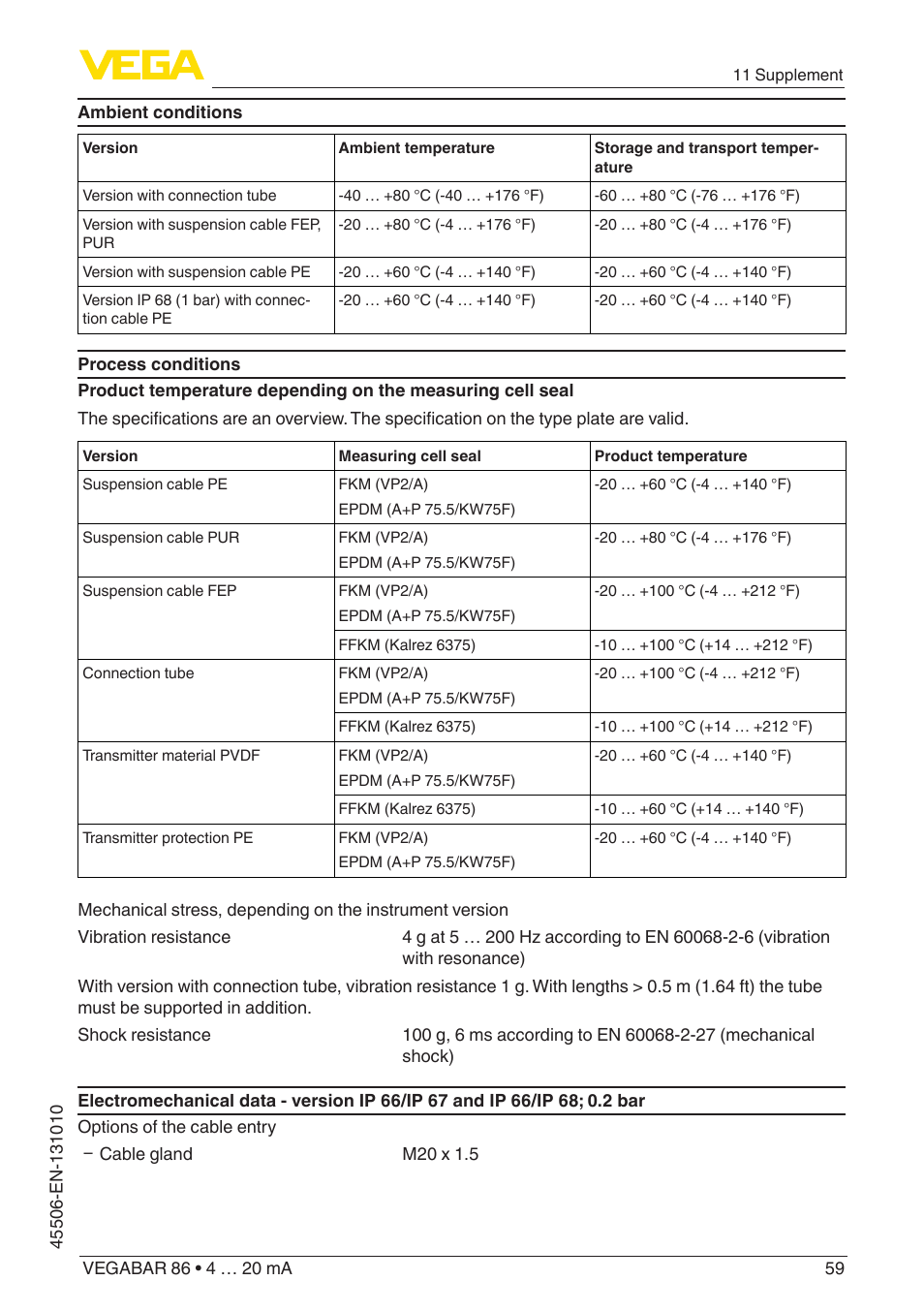 VEGA VEGABAR 86 4 … 20 mA - Operating Instructions User Manual | Page 59 / 72