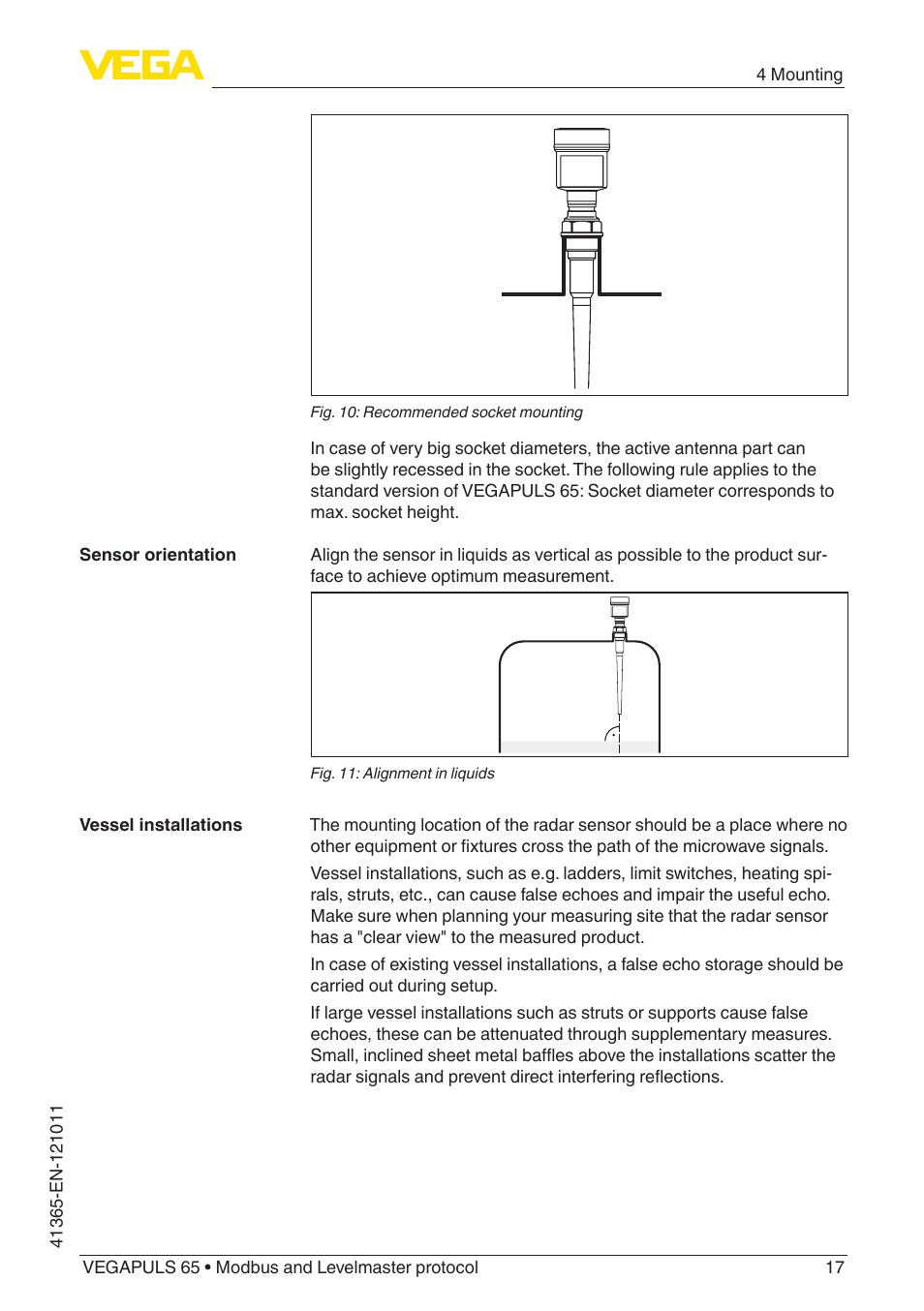 VEGA VEGAPULS 65 (≥ 2.0.0 - ≥ 4.0.0) Modbus and Levelmaster protocol User Manual | Page 17 / 76