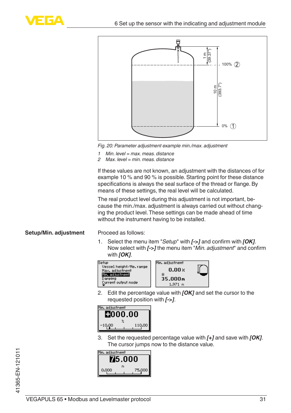 VEGA VEGAPULS 65 (≥ 2.0.0 - ≥ 4.0.0) Modbus and Levelmaster protocol User Manual | Page 31 / 76