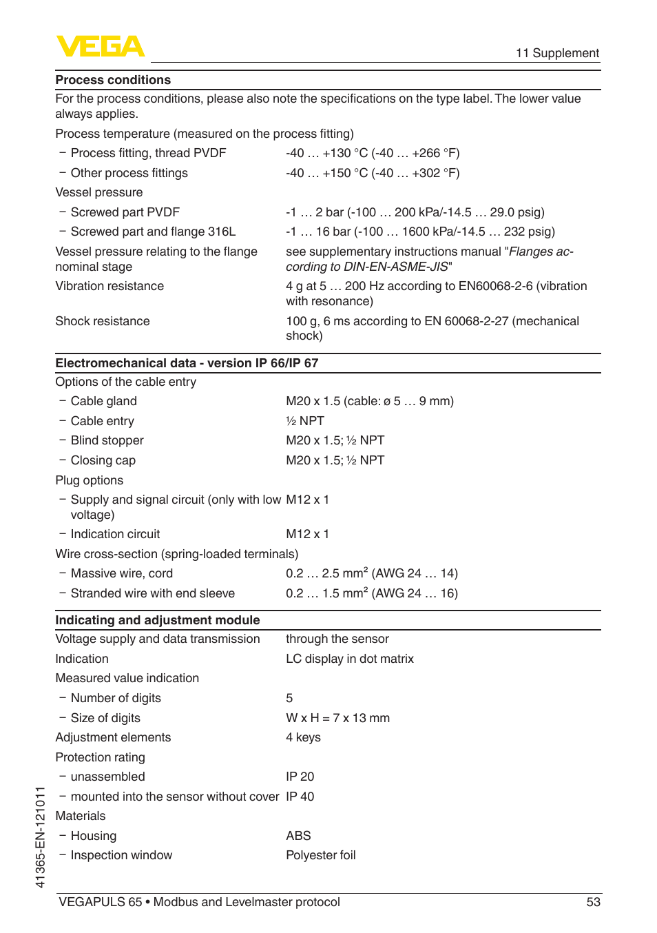VEGA VEGAPULS 65 (≥ 2.0.0 - ≥ 4.0.0) Modbus and Levelmaster protocol User Manual | Page 53 / 76