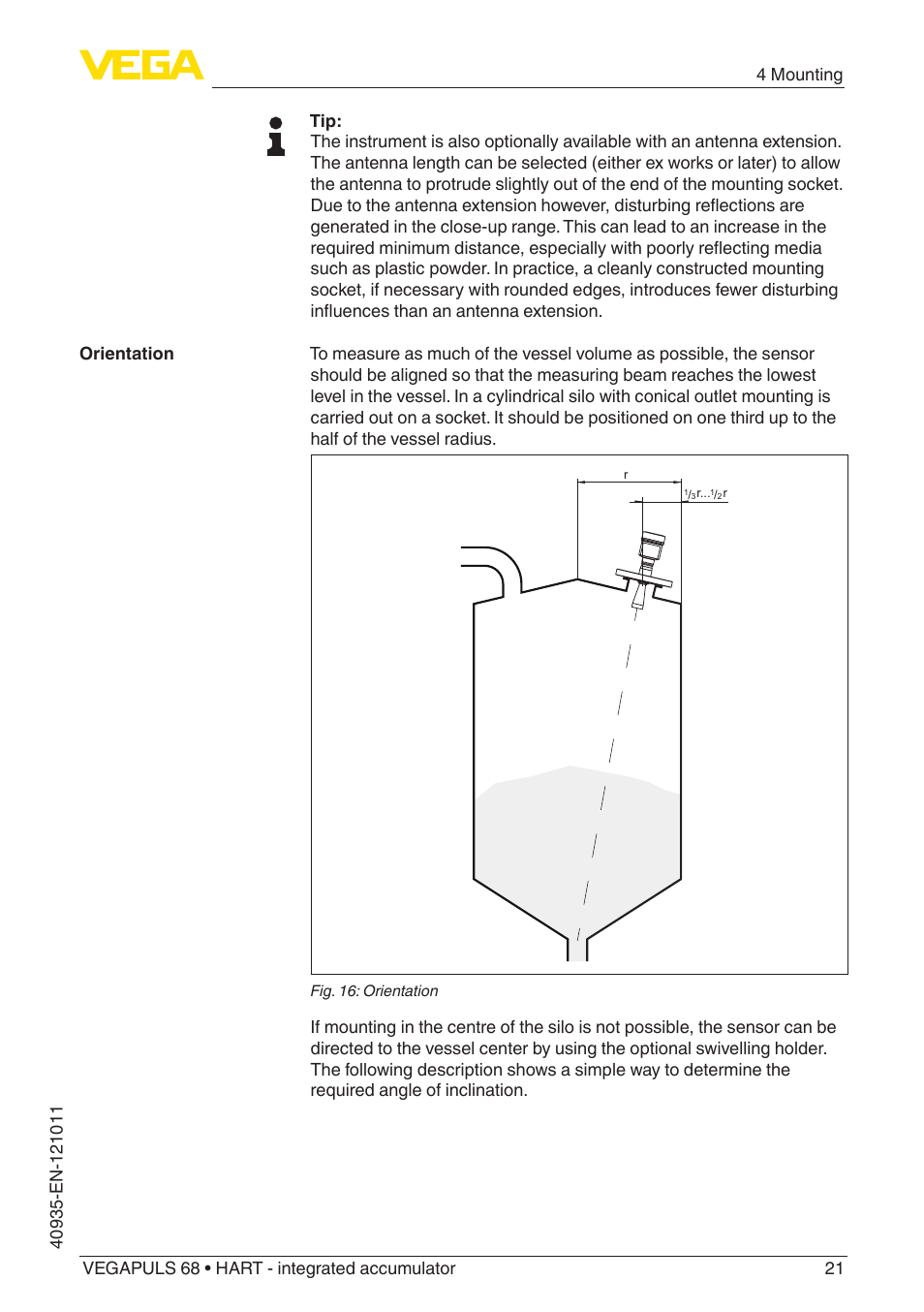 VEGA VEGAPULS 68 (≥ 2.0.0 - ≥ 4.0.0) HART - integrated accumulator User Manual | Page 21 / 76