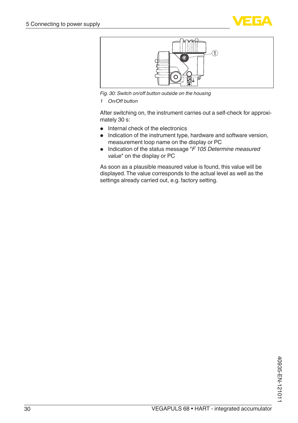 VEGA VEGAPULS 68 (≥ 2.0.0 - ≥ 4.0.0) HART - integrated accumulator User Manual | Page 30 / 76