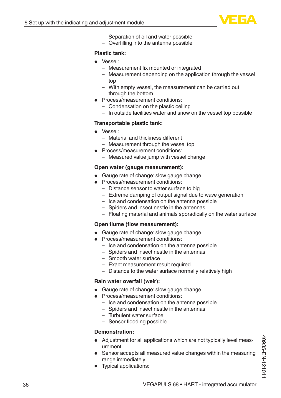 VEGA VEGAPULS 68 (≥ 2.0.0 - ≥ 4.0.0) HART - integrated accumulator User Manual | Page 36 / 76