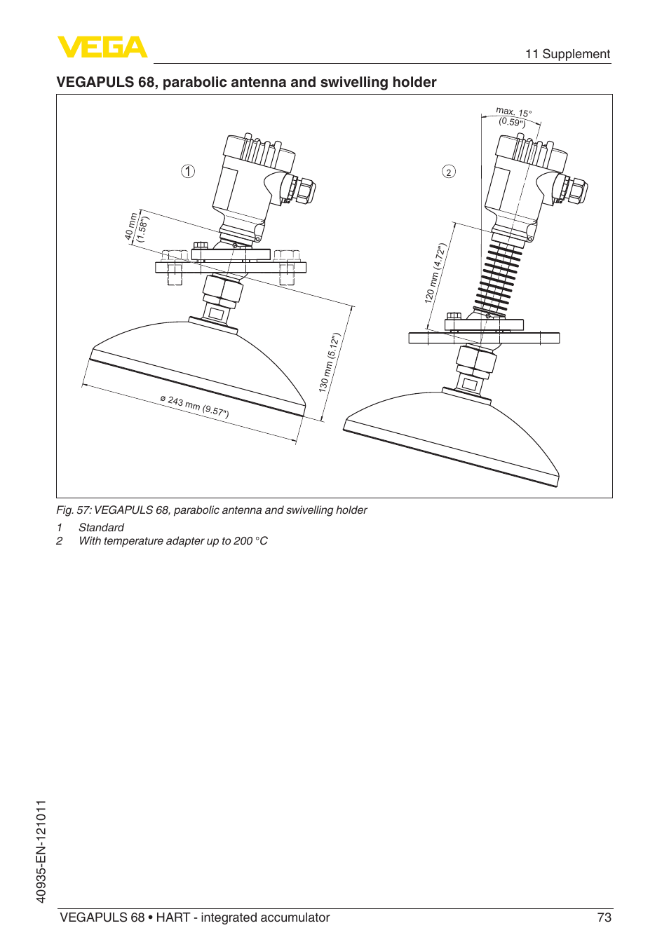 VEGA VEGAPULS 68 (≥ 2.0.0 - ≥ 4.0.0) HART - integrated accumulator User Manual | Page 73 / 76