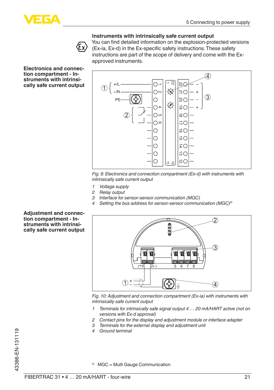 VEGA FIBERTRAC 31 4 … 20 mA_HART - four-wire With SIL qualification User Manual | Page 21 / 88