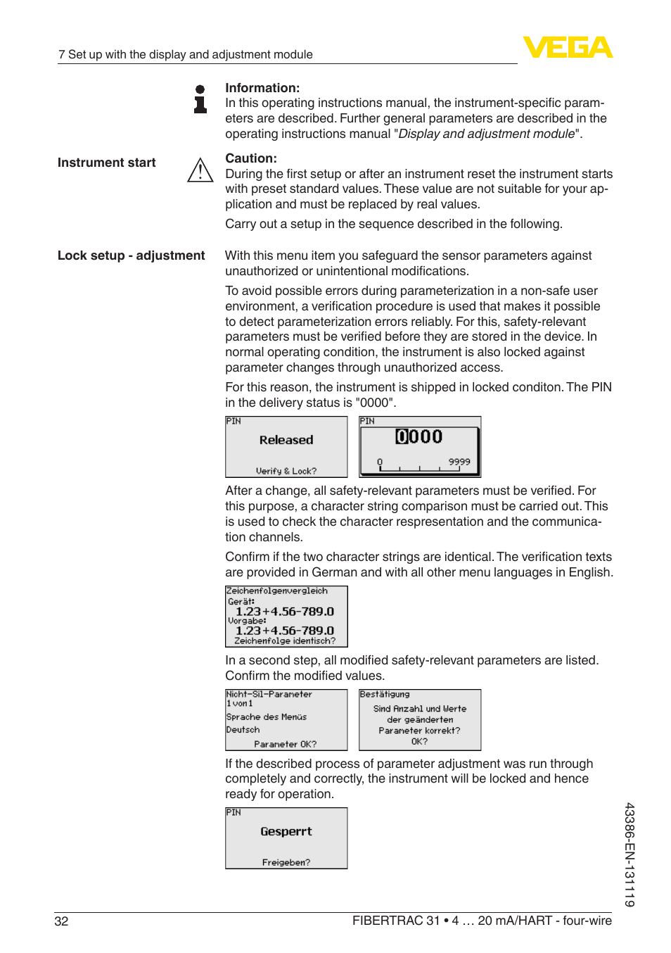VEGA FIBERTRAC 31 4 … 20 mA_HART - four-wire With SIL qualification User Manual | Page 32 / 88