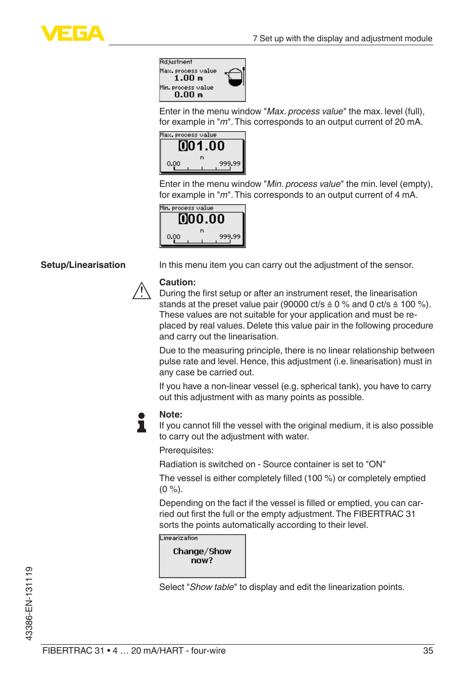 VEGA FIBERTRAC 31 4 … 20 mA_HART - four-wire With SIL qualification User Manual | Page 35 / 88