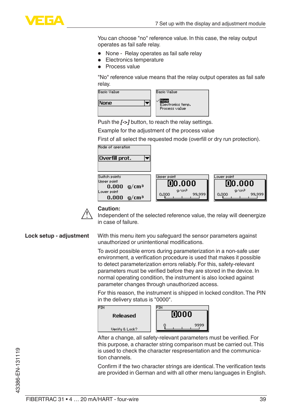 VEGA FIBERTRAC 31 4 … 20 mA_HART - four-wire With SIL qualification User Manual | Page 39 / 88