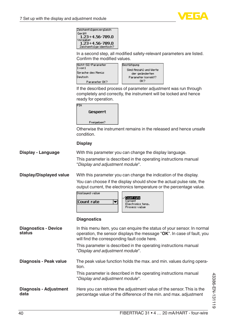 VEGA FIBERTRAC 31 4 … 20 mA_HART - four-wire With SIL qualification User Manual | Page 40 / 88