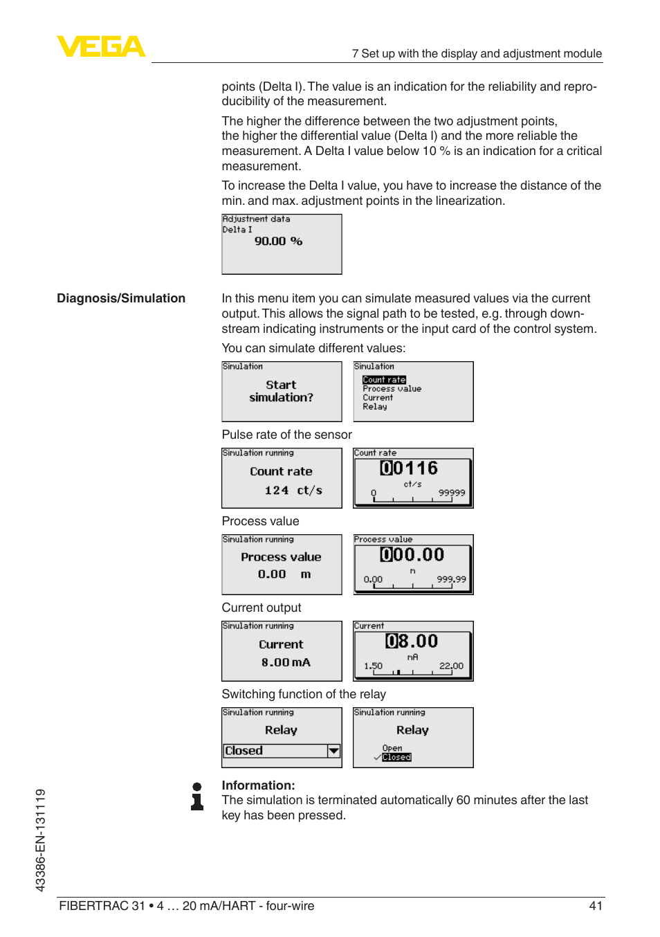 VEGA FIBERTRAC 31 4 … 20 mA_HART - four-wire With SIL qualification User Manual | Page 41 / 88