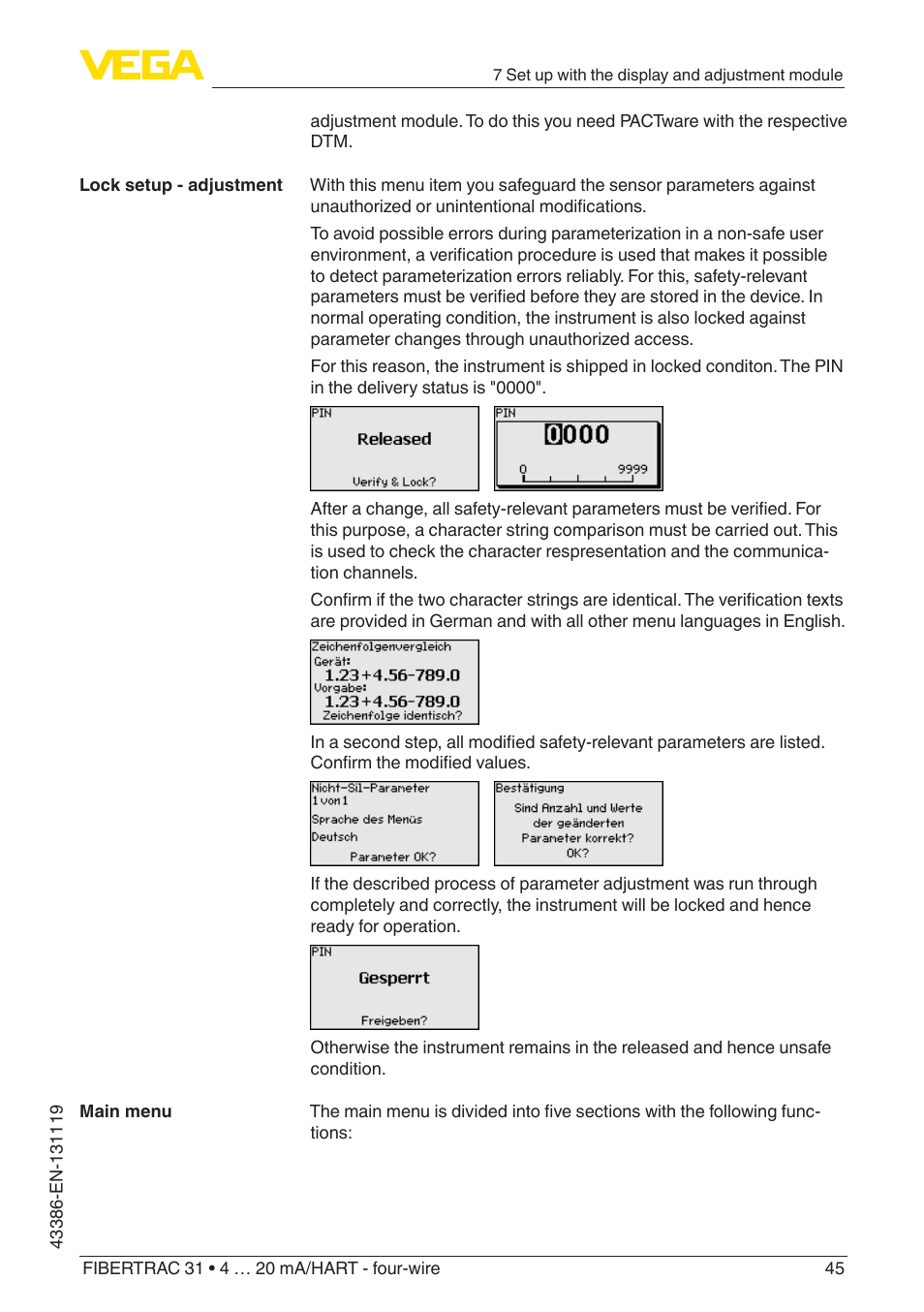 VEGA FIBERTRAC 31 4 … 20 mA_HART - four-wire With SIL qualification User Manual | Page 45 / 88