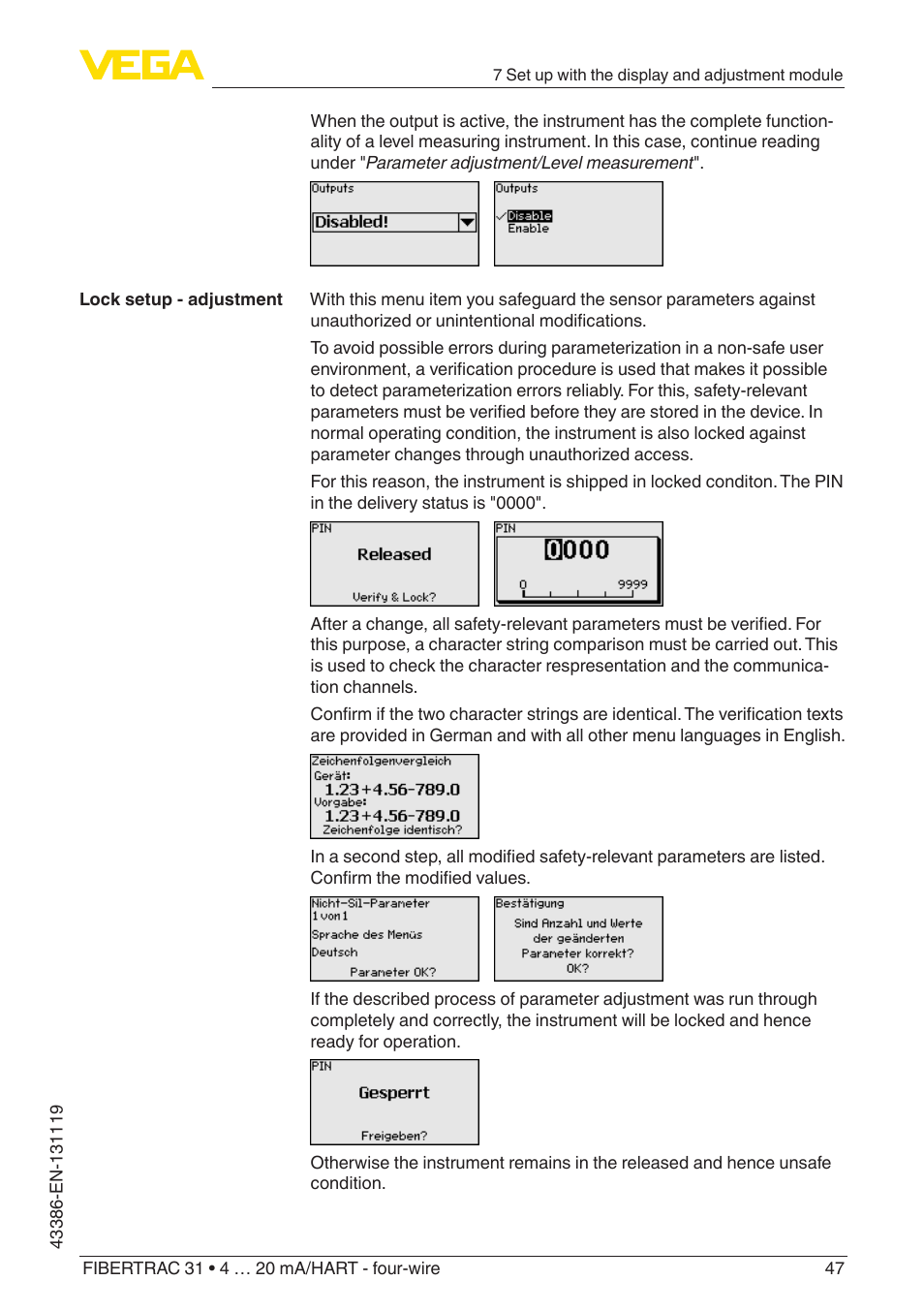 VEGA FIBERTRAC 31 4 … 20 mA_HART - four-wire With SIL qualification User Manual | Page 47 / 88