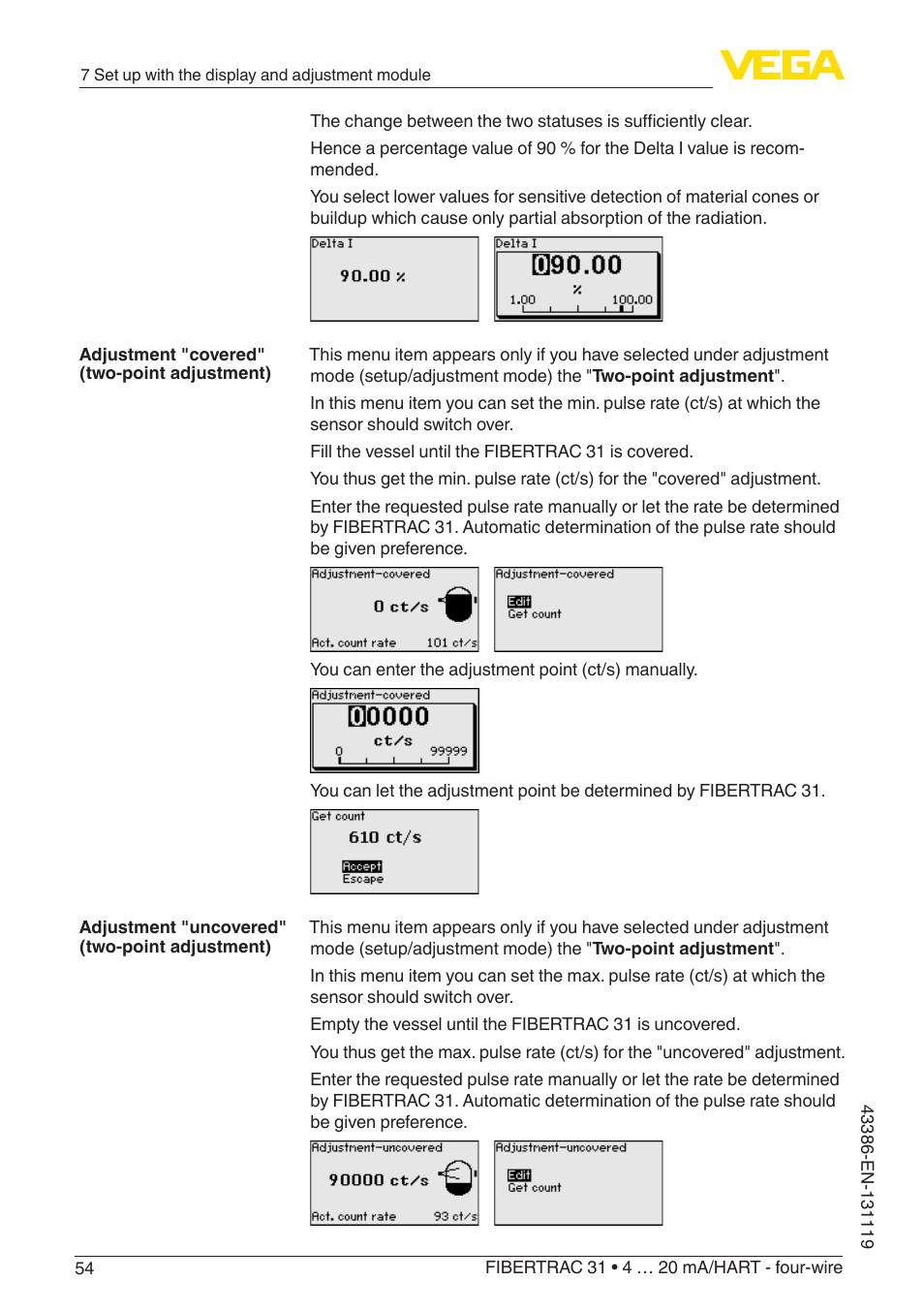 VEGA FIBERTRAC 31 4 … 20 mA_HART - four-wire With SIL qualification User Manual | Page 54 / 88