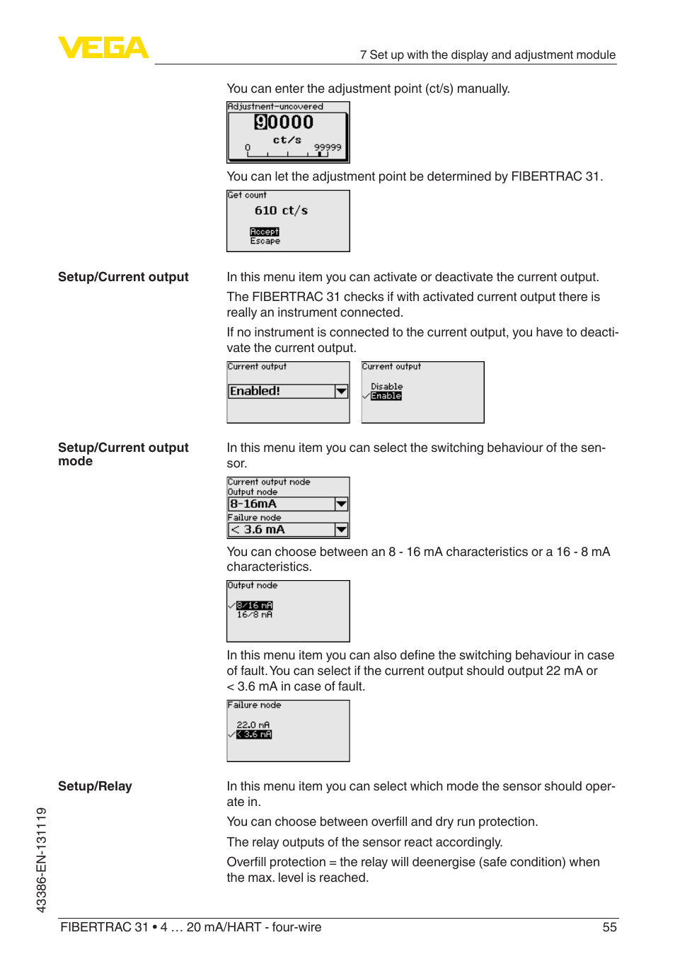 VEGA FIBERTRAC 31 4 … 20 mA_HART - four-wire With SIL qualification User Manual | Page 55 / 88