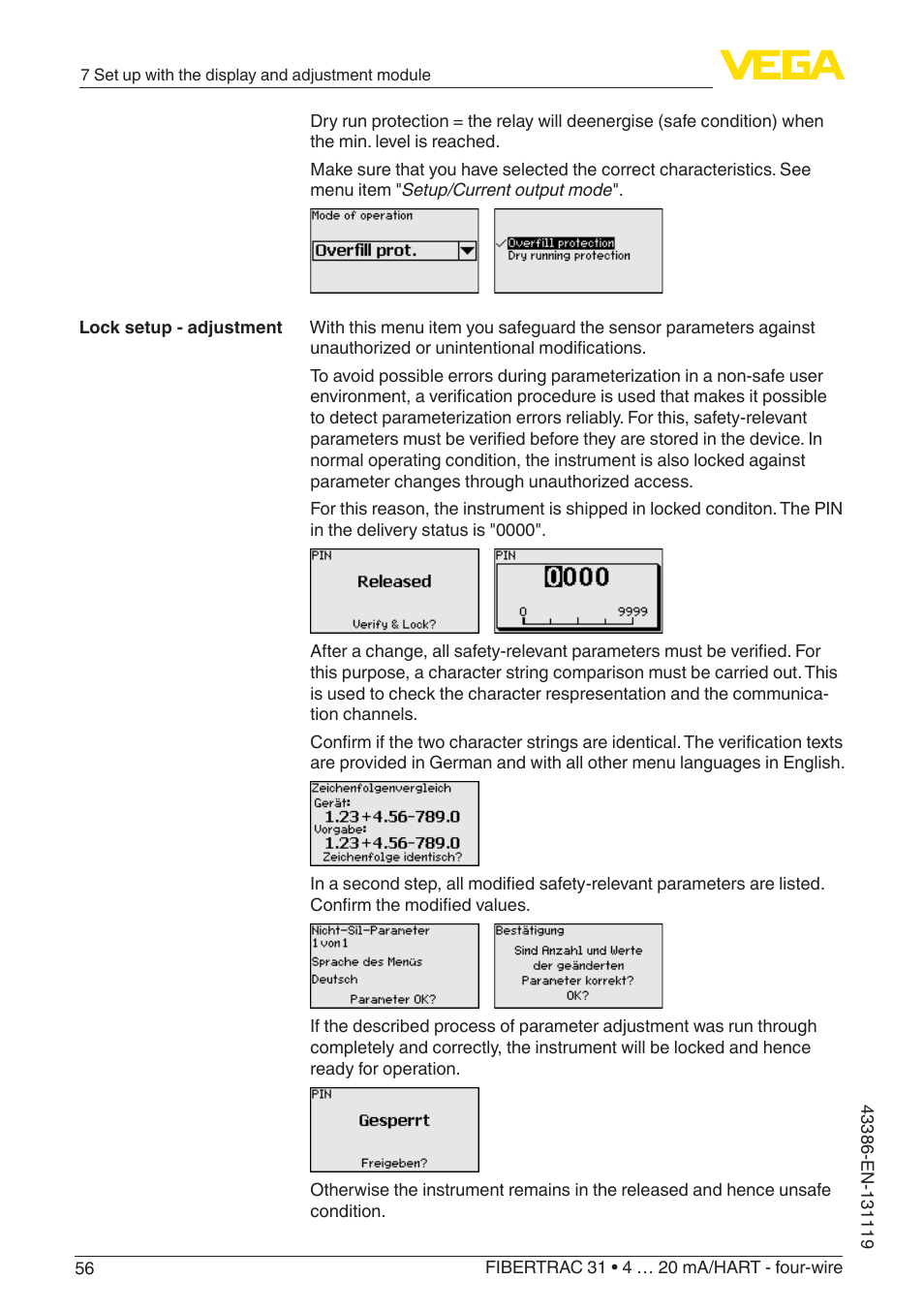 VEGA FIBERTRAC 31 4 … 20 mA_HART - four-wire With SIL qualification User Manual | Page 56 / 88