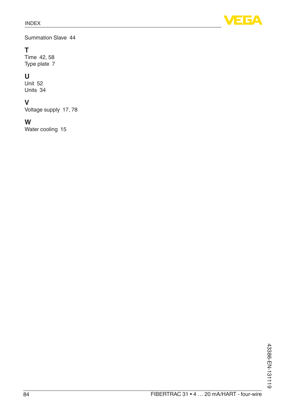 VEGA FIBERTRAC 31 4 … 20 mA_HART - four-wire With SIL qualification User Manual | Page 84 / 88