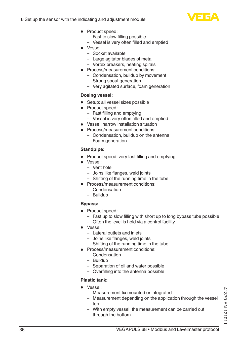 VEGA VEGAPULS 68 (≥ 2.0.0 - ≥ 4.0.0) Modbus and Levelmaster protocol User Manual | Page 36 / 92