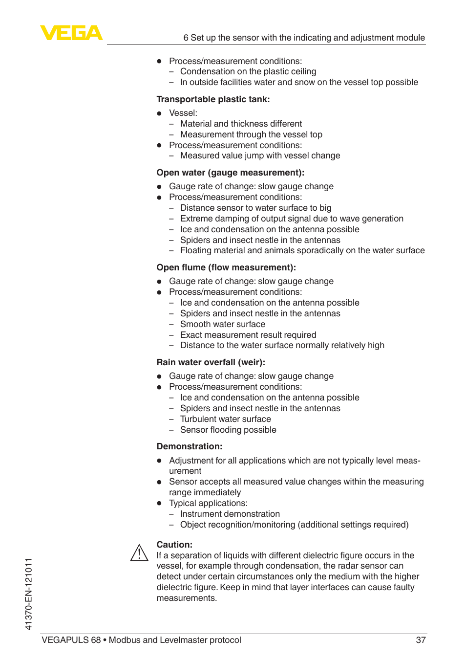 VEGA VEGAPULS 68 (≥ 2.0.0 - ≥ 4.0.0) Modbus and Levelmaster protocol User Manual | Page 37 / 92