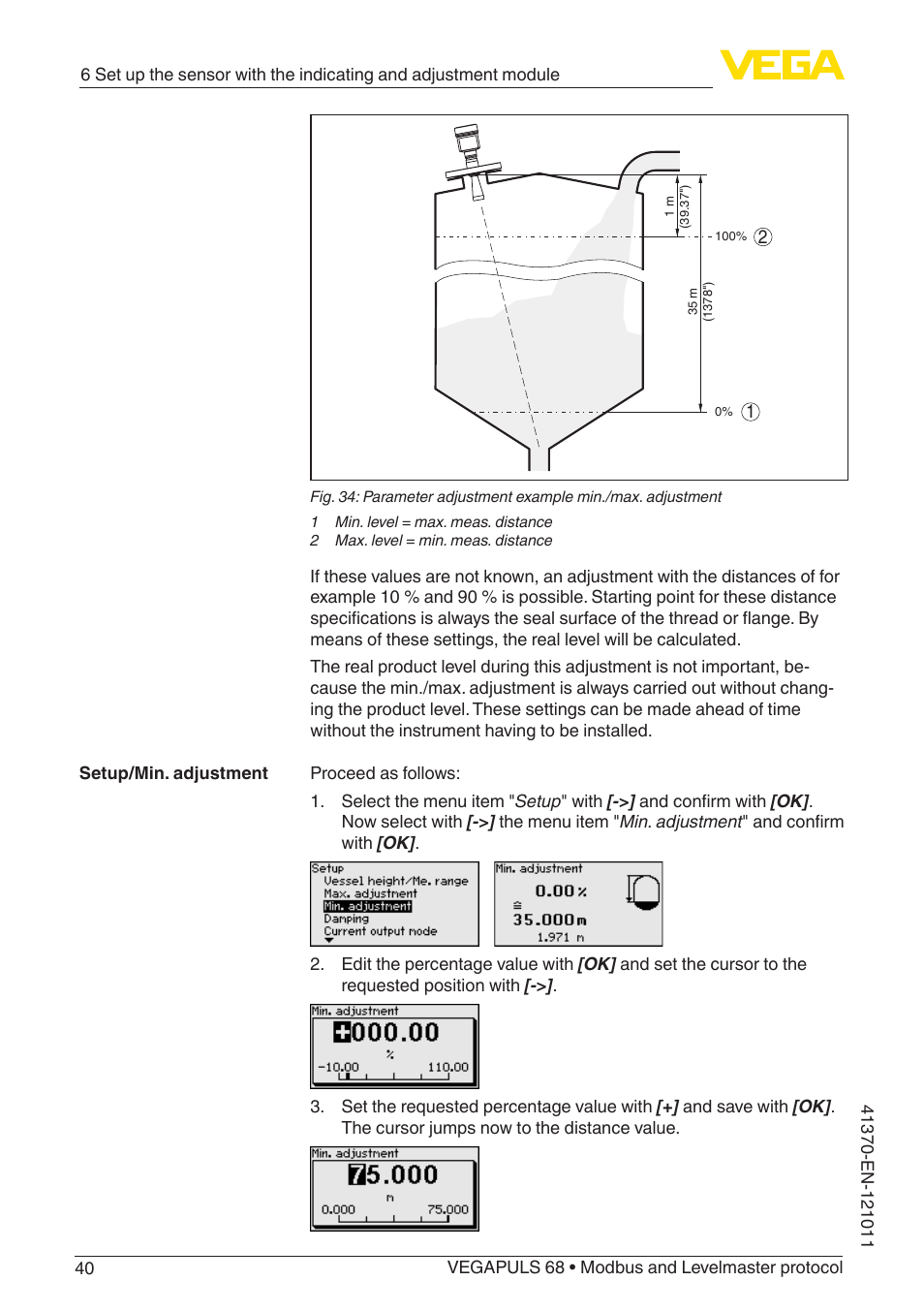 VEGA VEGAPULS 68 (≥ 2.0.0 - ≥ 4.0.0) Modbus and Levelmaster protocol User Manual | Page 40 / 92