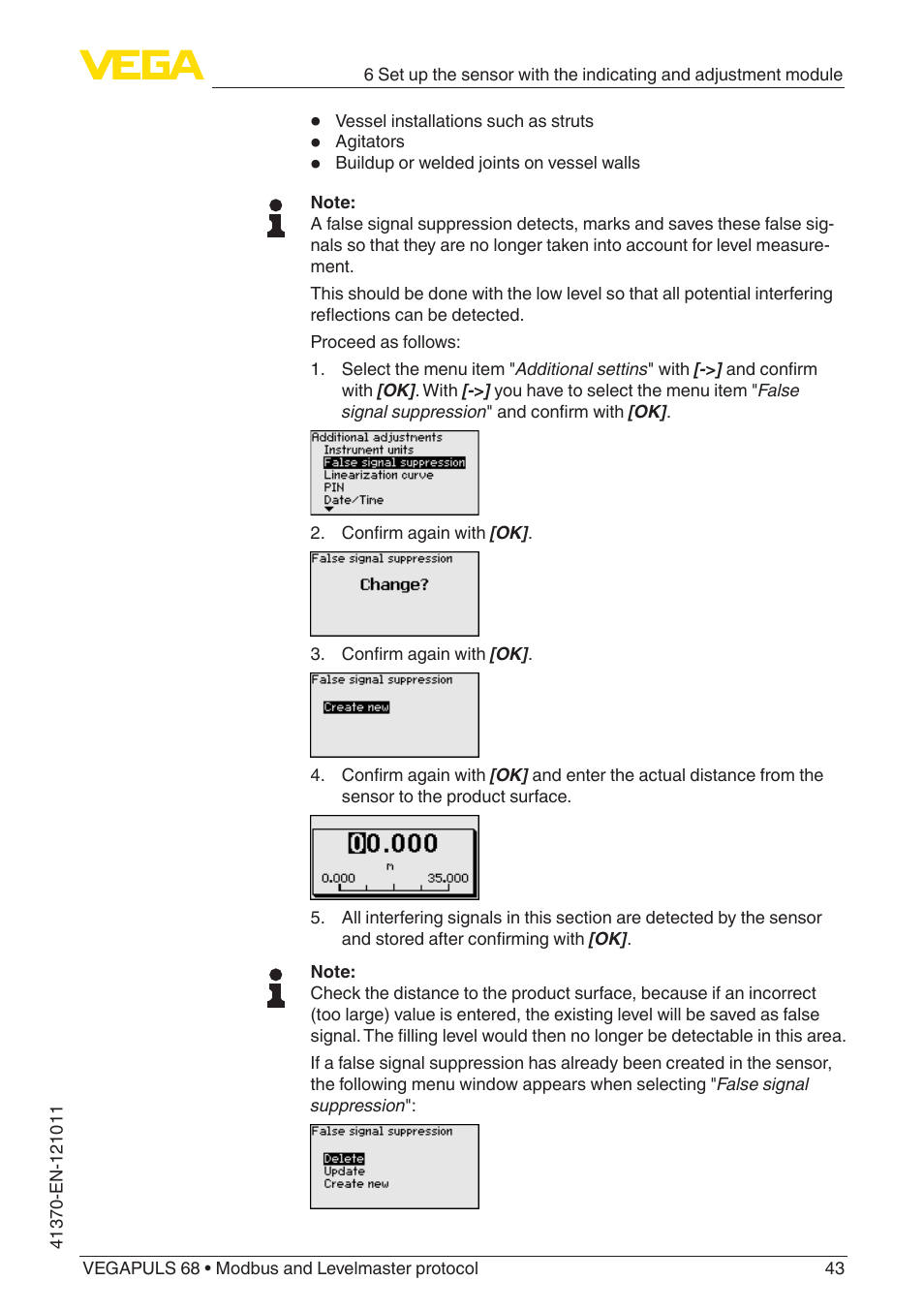 VEGA VEGAPULS 68 (≥ 2.0.0 - ≥ 4.0.0) Modbus and Levelmaster protocol User Manual | Page 43 / 92