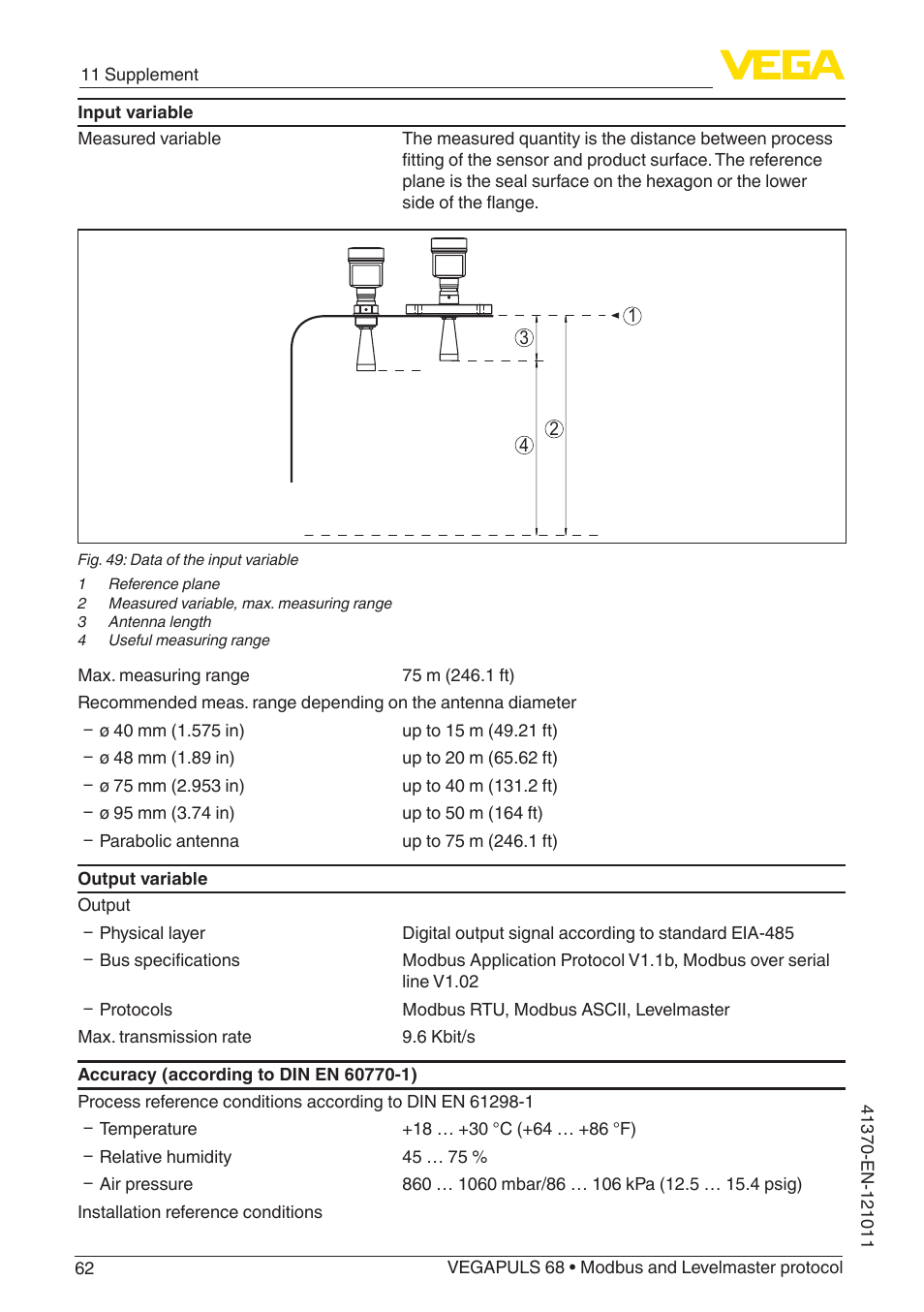 VEGA VEGAPULS 68 (≥ 2.0.0 - ≥ 4.0.0) Modbus and Levelmaster protocol User Manual | Page 62 / 92