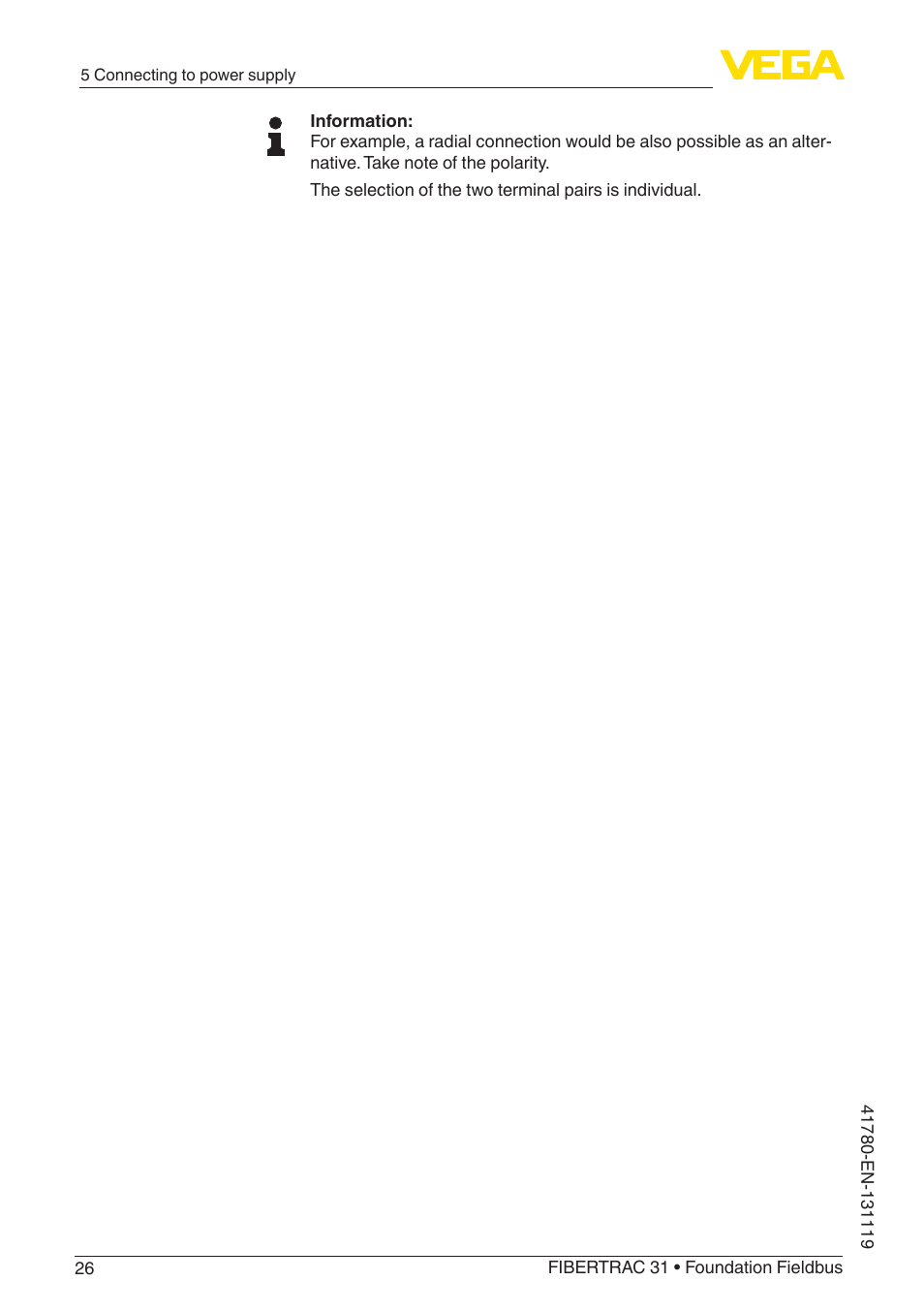 VEGA FIBERTRAC 31 Foundation Fieldbus User Manual | Page 26 / 80