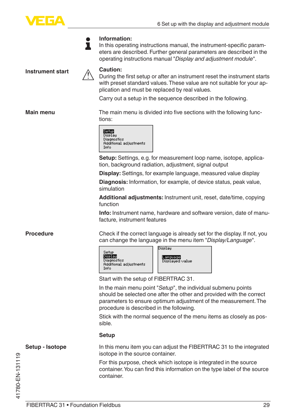 VEGA FIBERTRAC 31 Foundation Fieldbus User Manual | Page 29 / 80