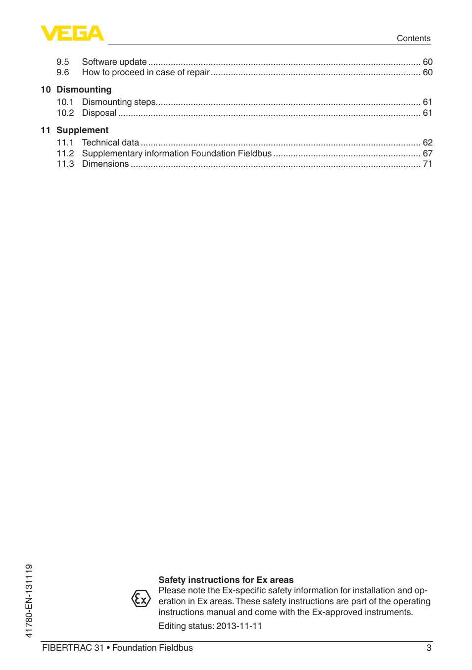 VEGA FIBERTRAC 31 Foundation Fieldbus User Manual | Page 3 / 80
