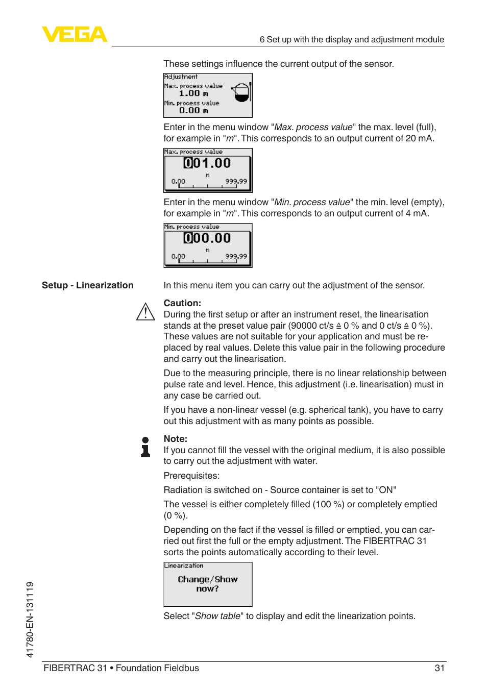 VEGA FIBERTRAC 31 Foundation Fieldbus User Manual | Page 31 / 80