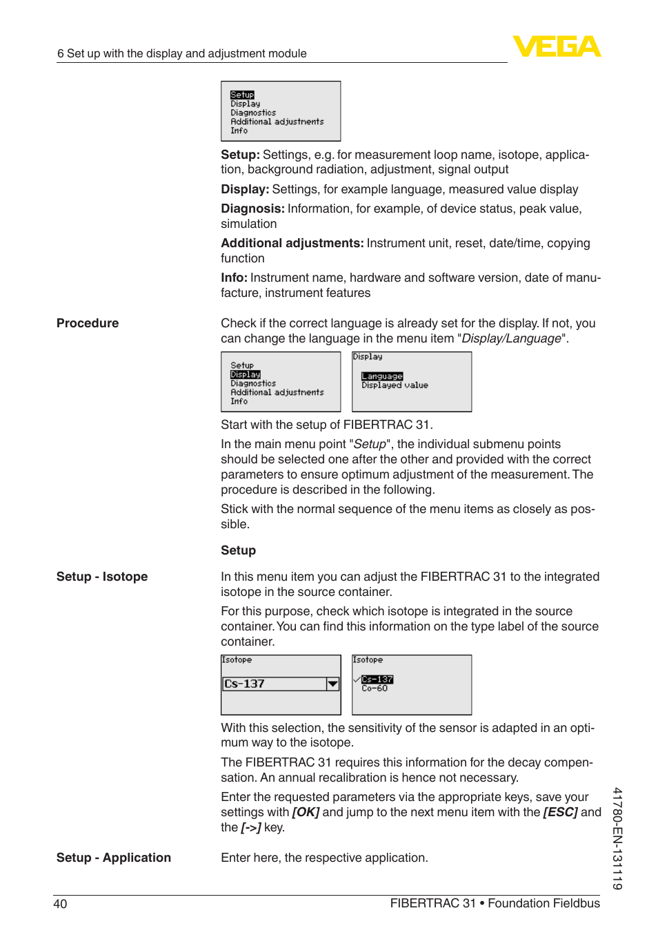 VEGA FIBERTRAC 31 Foundation Fieldbus User Manual | Page 40 / 80