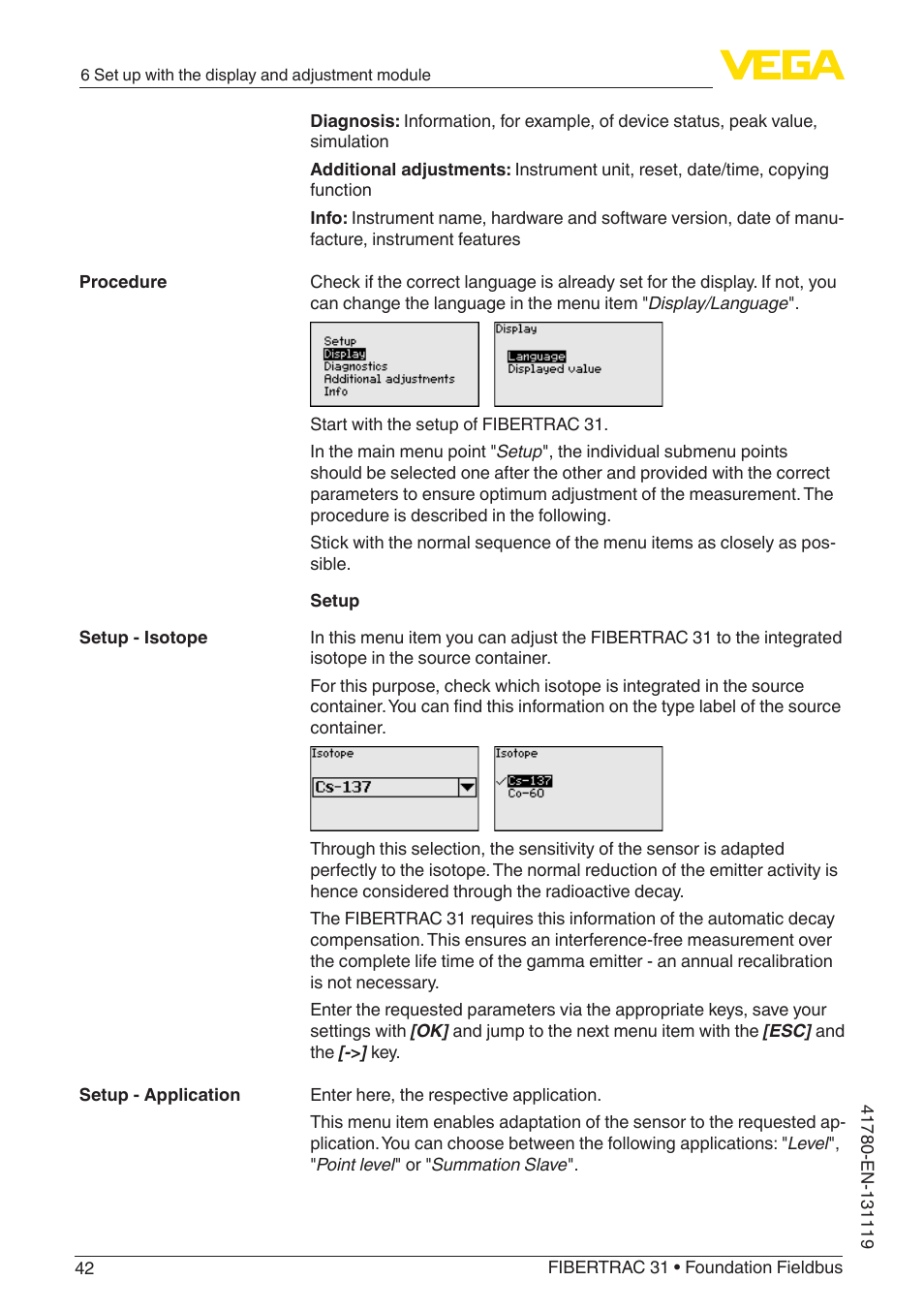 VEGA FIBERTRAC 31 Foundation Fieldbus User Manual | Page 42 / 80