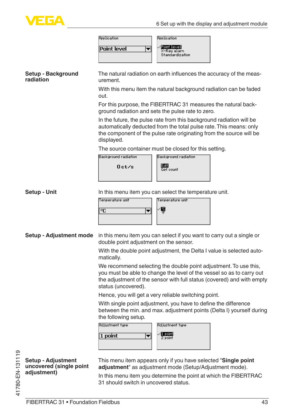 VEGA FIBERTRAC 31 Foundation Fieldbus User Manual | Page 43 / 80
