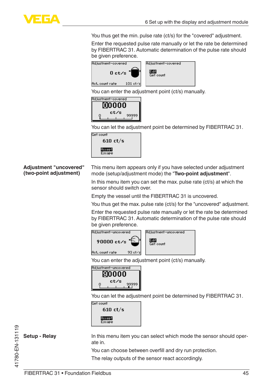 VEGA FIBERTRAC 31 Foundation Fieldbus User Manual | Page 45 / 80