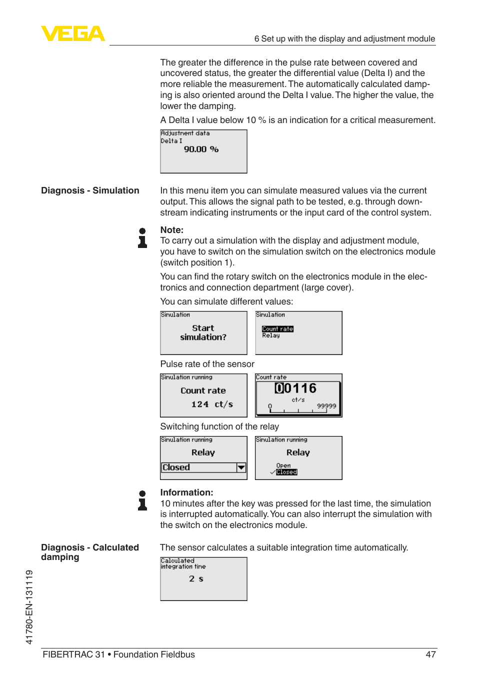 VEGA FIBERTRAC 31 Foundation Fieldbus User Manual | Page 47 / 80