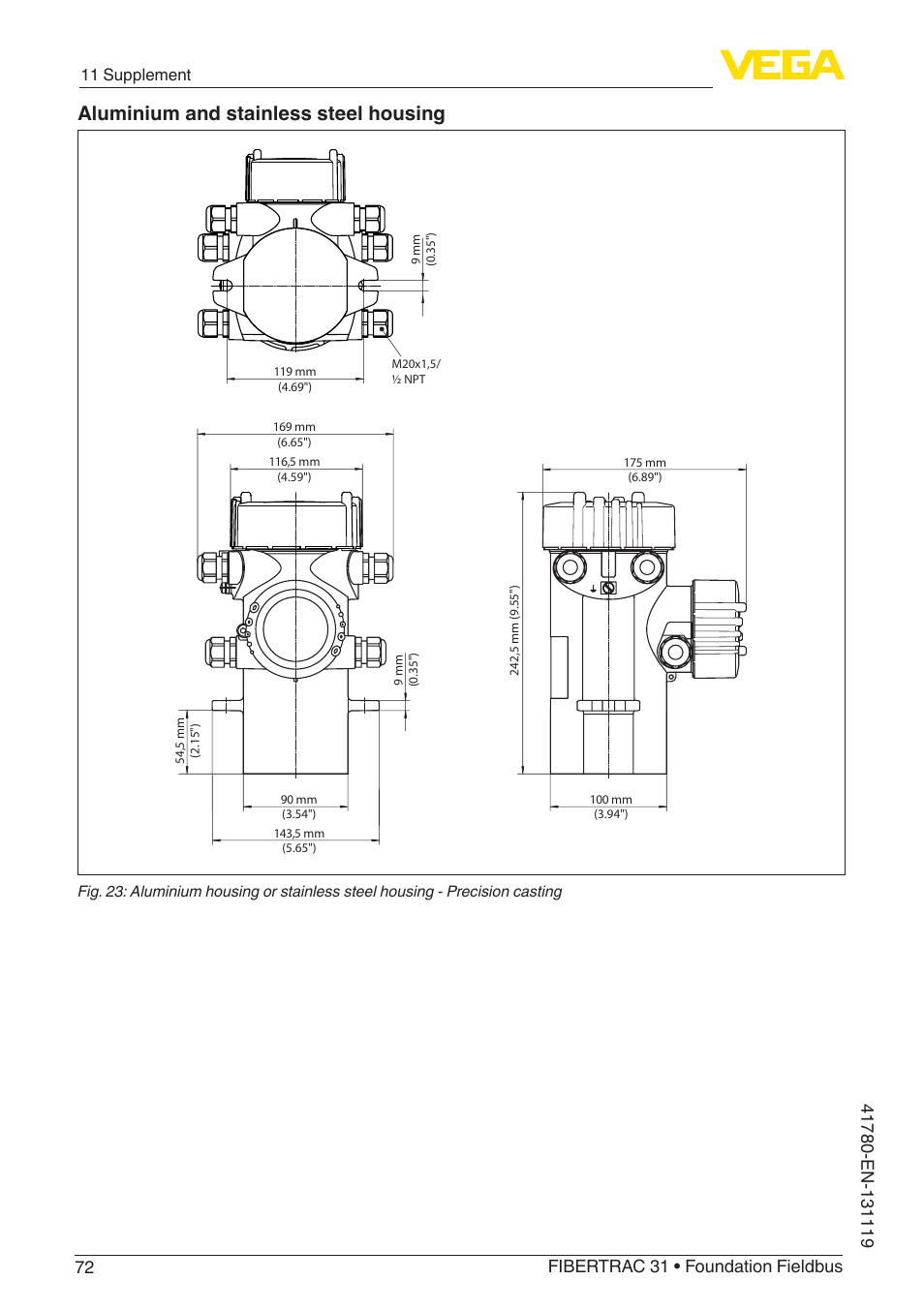 Aluminium and stainless steel housing | VEGA FIBERTRAC 31 Foundation Fieldbus User Manual | Page 72 / 80