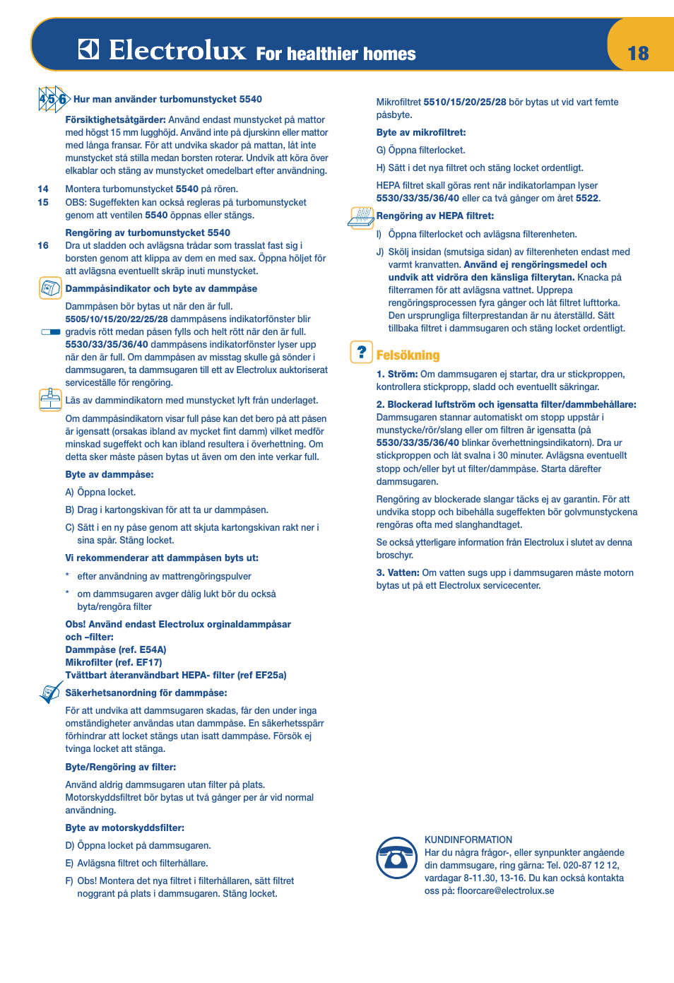 For healthier homes | Electrolux Z 5533 User Manual | Page 22 / 79