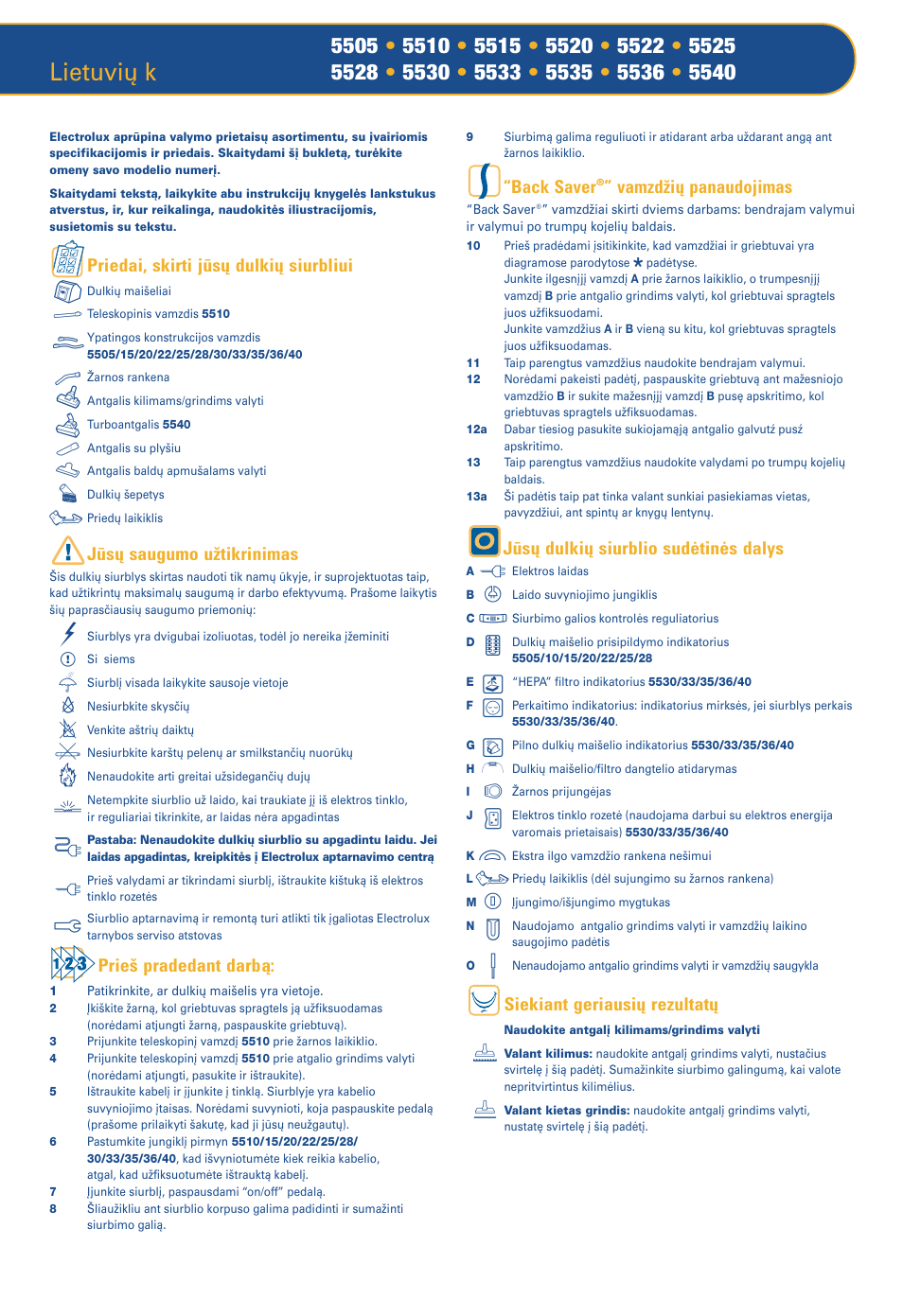 Lietuvių k | Electrolux Z 5533 User Manual | Page 51 / 79