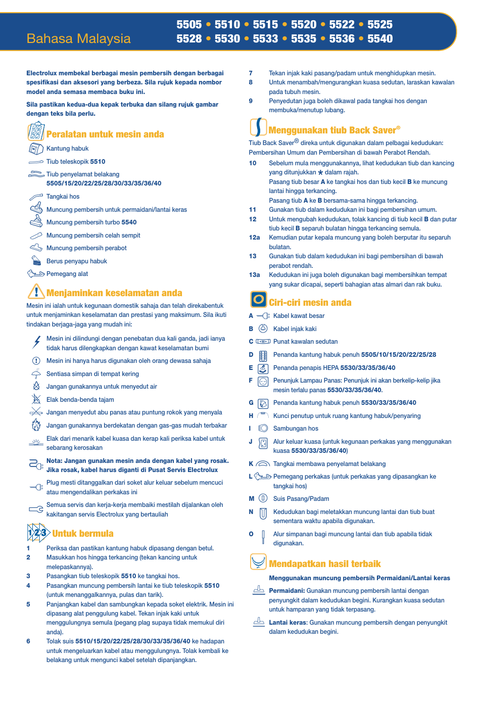 Bahasa malaysia | Electrolux Z 5533 User Manual | Page 61 / 79