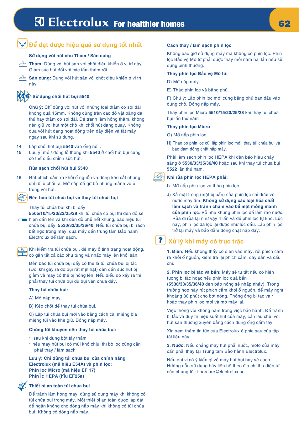 For healthier homes | Electrolux Z 5533 User Manual | Page 66 / 79