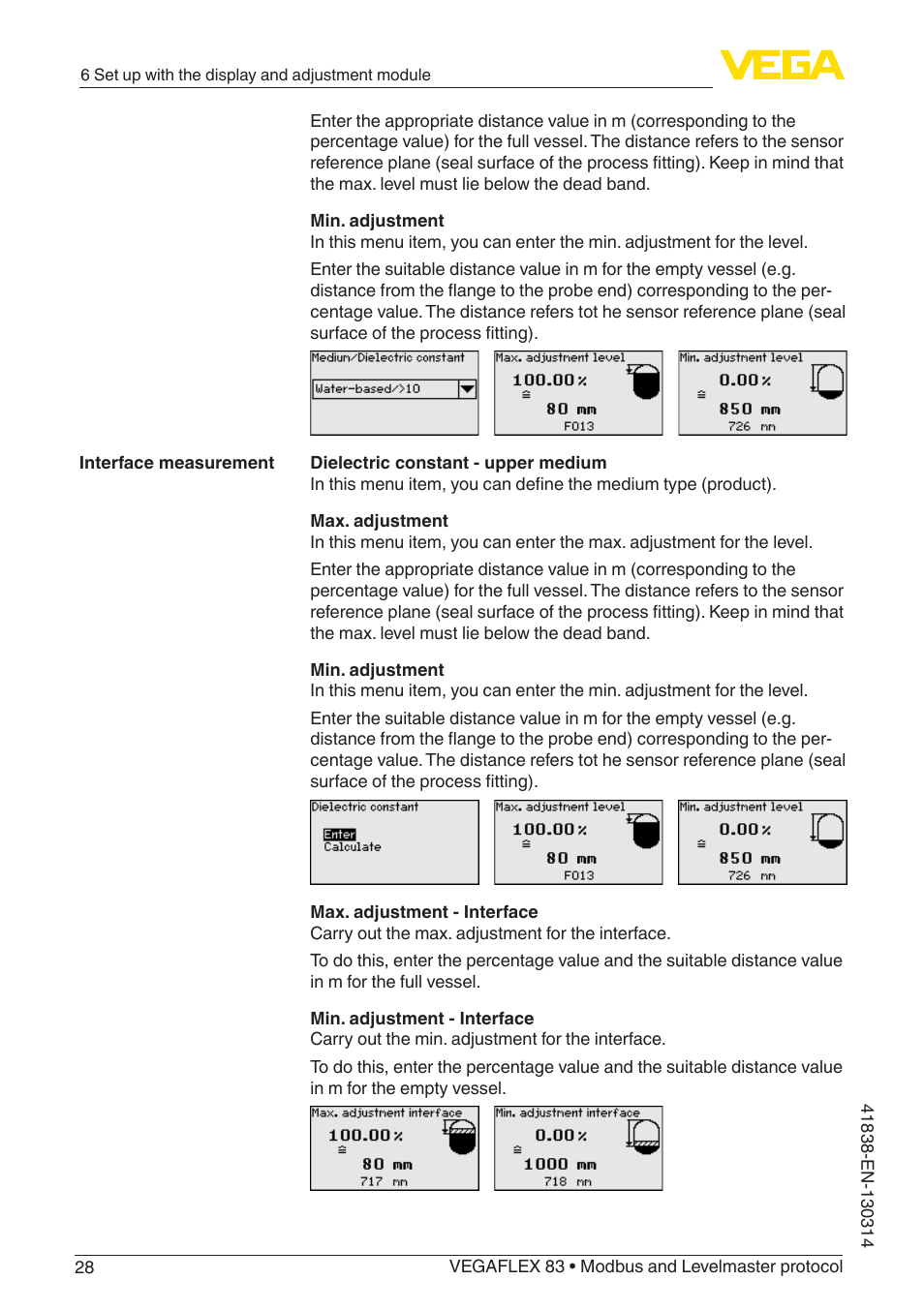 VEGA VEGAFLEX 83 Modbus and Levelmaster protocol PFA insulated User Manual | Page 28 / 96