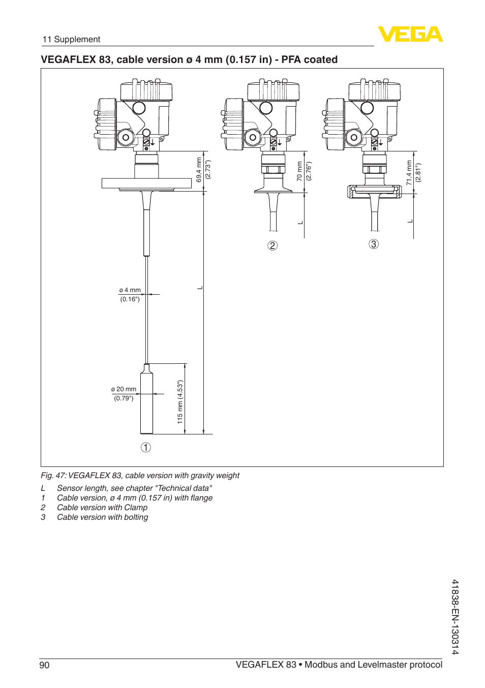 VEGA VEGAFLEX 83 Modbus and Levelmaster protocol PFA insulated User Manual | Page 90 / 96