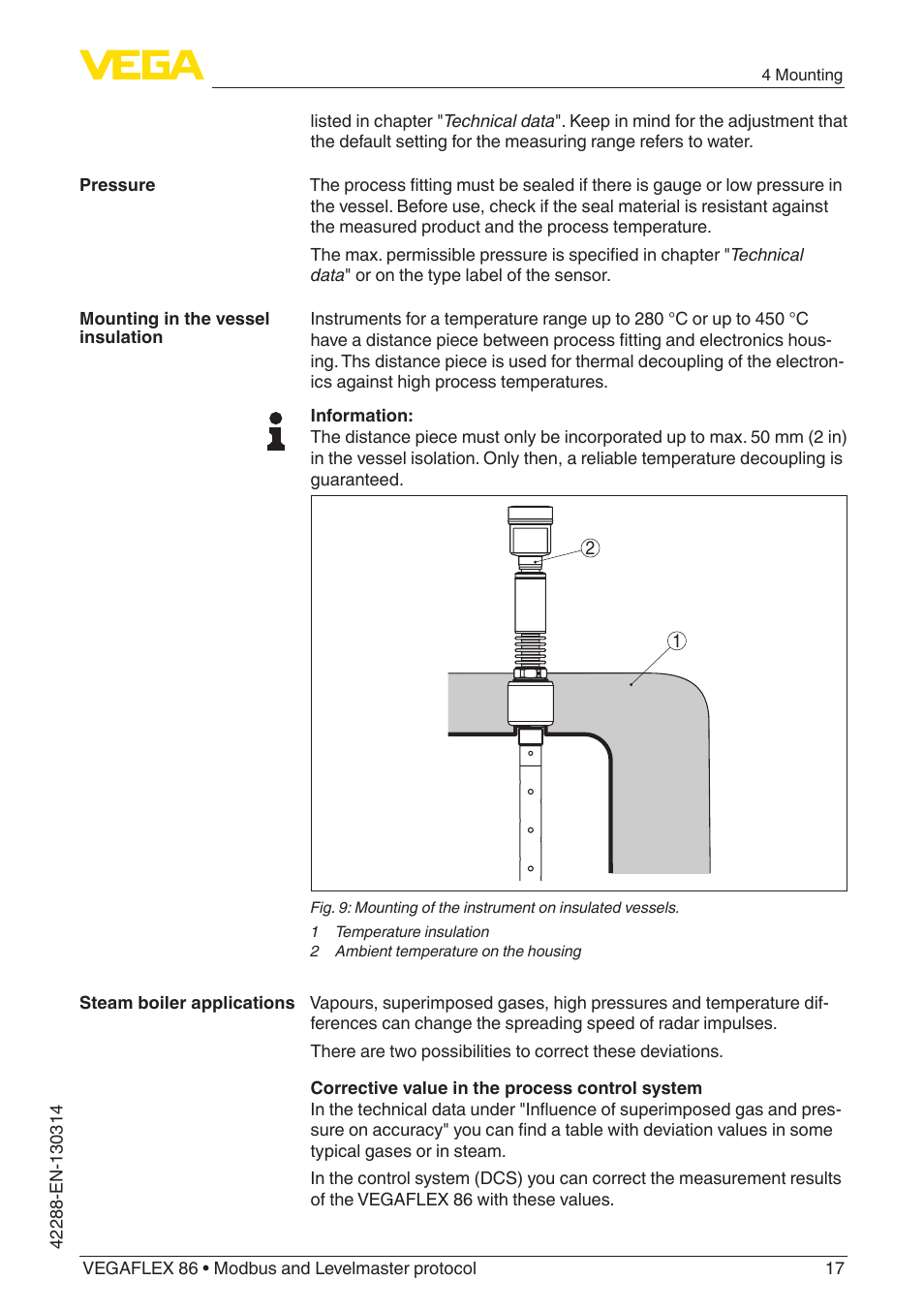 VEGA VEGAFLEX 86 Modbus and Levelmaster protocol Coax probe User Manual | Page 17 / 92