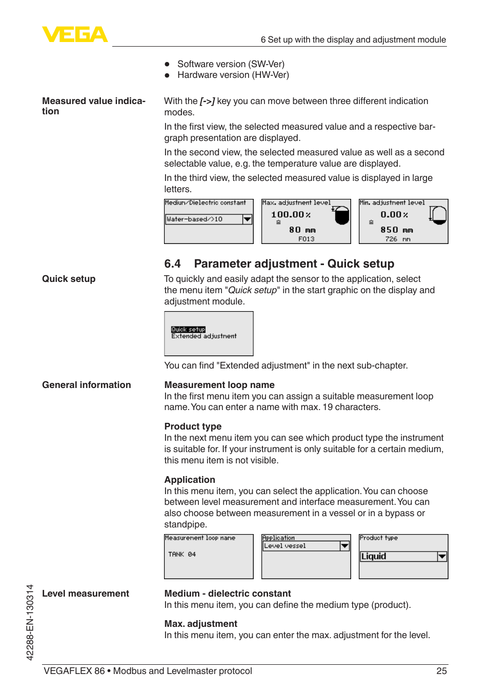 VEGA VEGAFLEX 86 Modbus and Levelmaster protocol Coax probe User Manual | Page 25 / 92