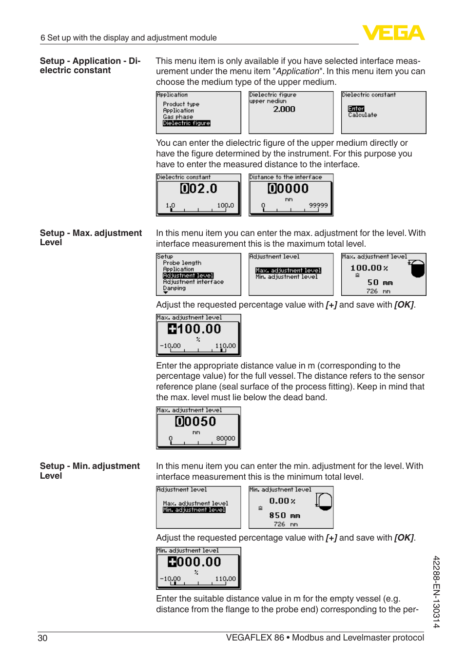 VEGA VEGAFLEX 86 Modbus and Levelmaster protocol Coax probe User Manual | Page 30 / 92
