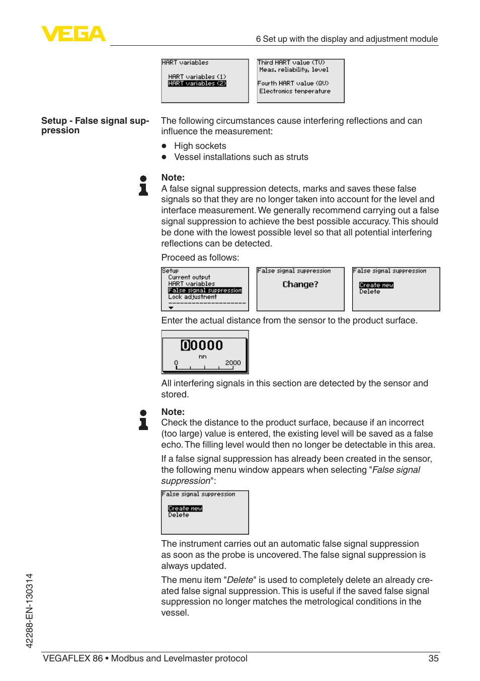 VEGA VEGAFLEX 86 Modbus and Levelmaster protocol Coax probe User Manual | Page 35 / 92