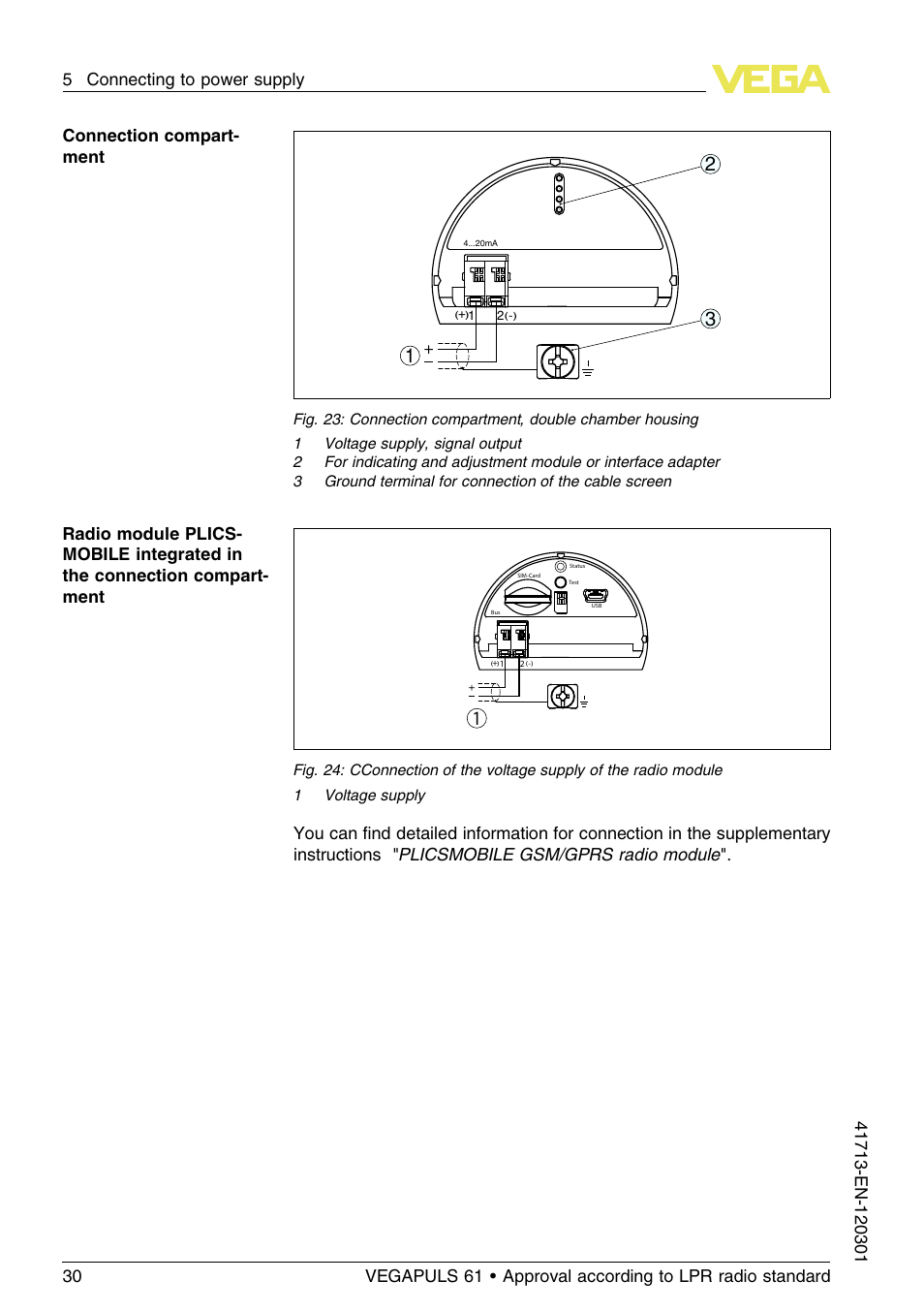 VEGA VEGAPULS 61 (≥ 2.0.0 - ≥ 4.0.0) 4 … 20 mA_HART - two-wire Approval according to LPR radio standard User Manual | Page 30 / 88