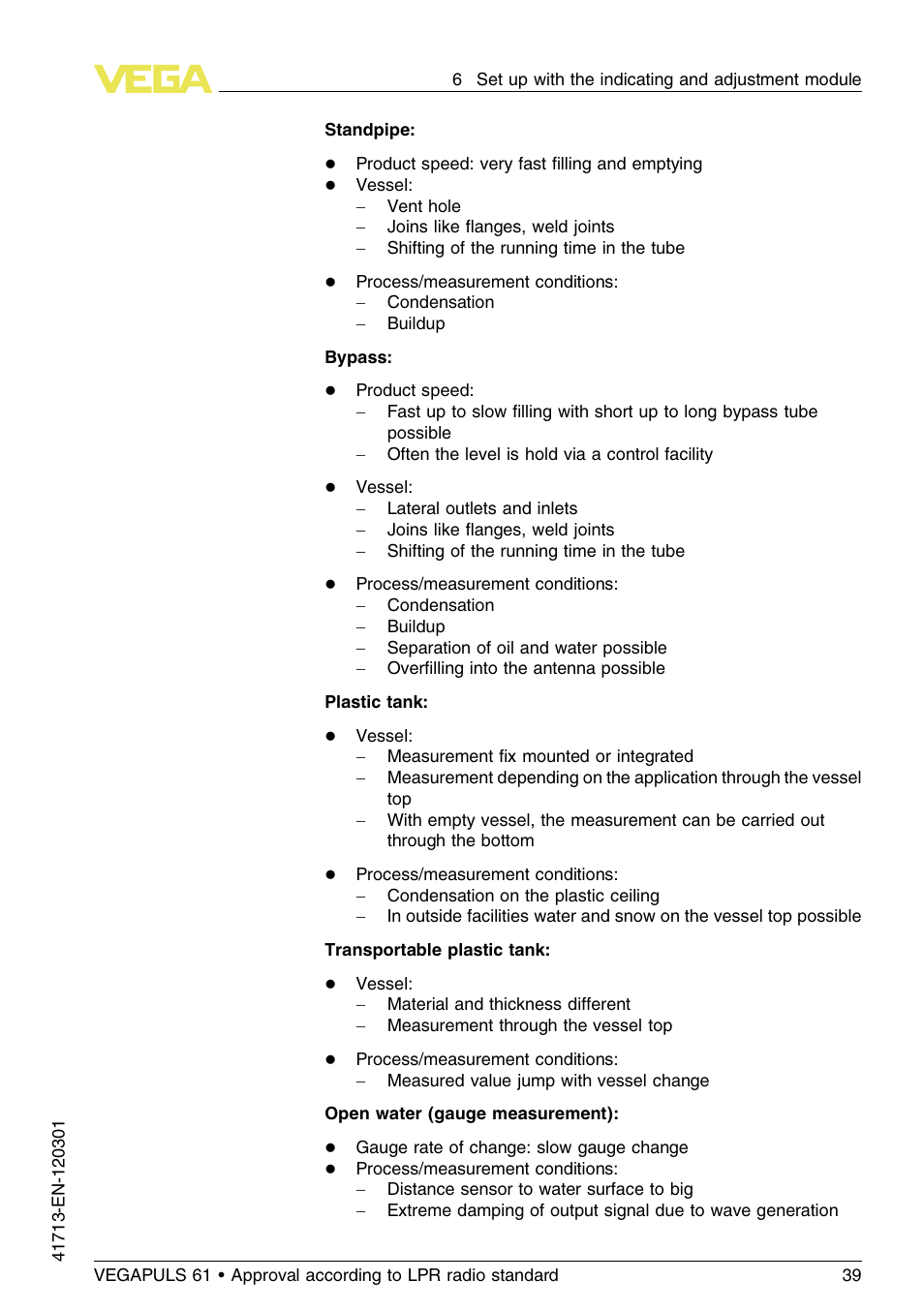 VEGA VEGAPULS 61 (≥ 2.0.0 - ≥ 4.0.0) 4 … 20 mA_HART - two-wire Approval according to LPR radio standard User Manual | Page 39 / 88