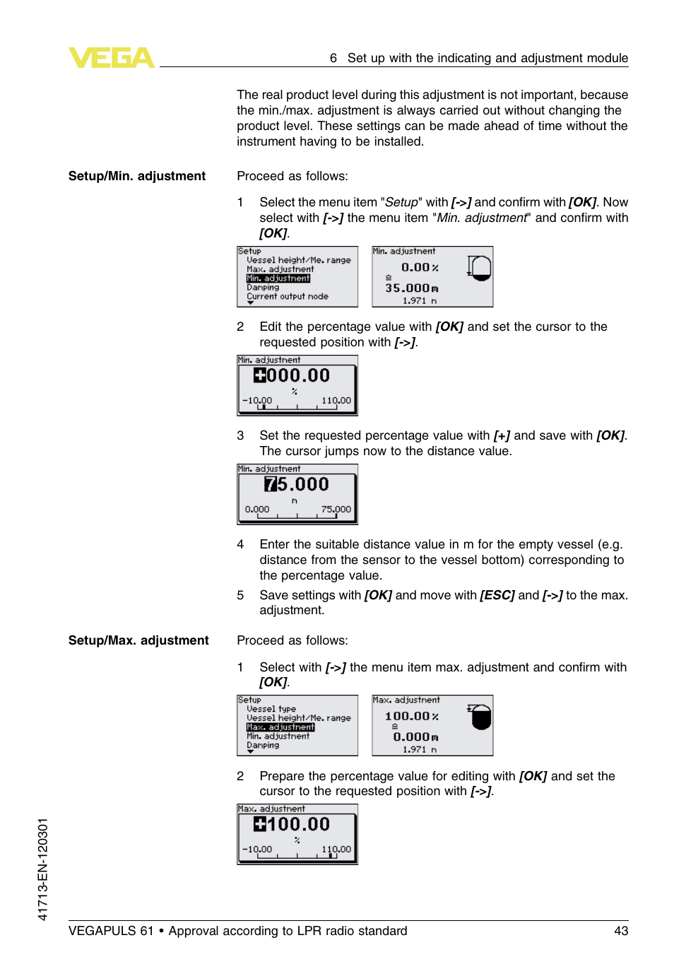 VEGA VEGAPULS 61 (≥ 2.0.0 - ≥ 4.0.0) 4 … 20 mA_HART - two-wire Approval according to LPR radio standard User Manual | Page 43 / 88