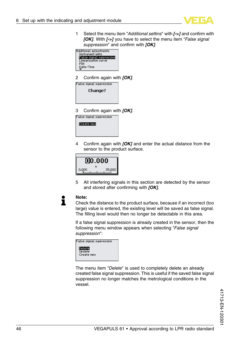 VEGA VEGAPULS 61 (≥ 2.0.0 - ≥ 4.0.0) 4 … 20 mA_HART - two-wire Approval according to LPR radio standard User Manual | Page 46 / 88